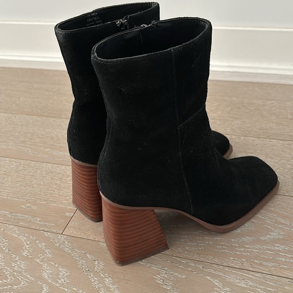 Suede square toe block heel boots - Picture 4 of 6